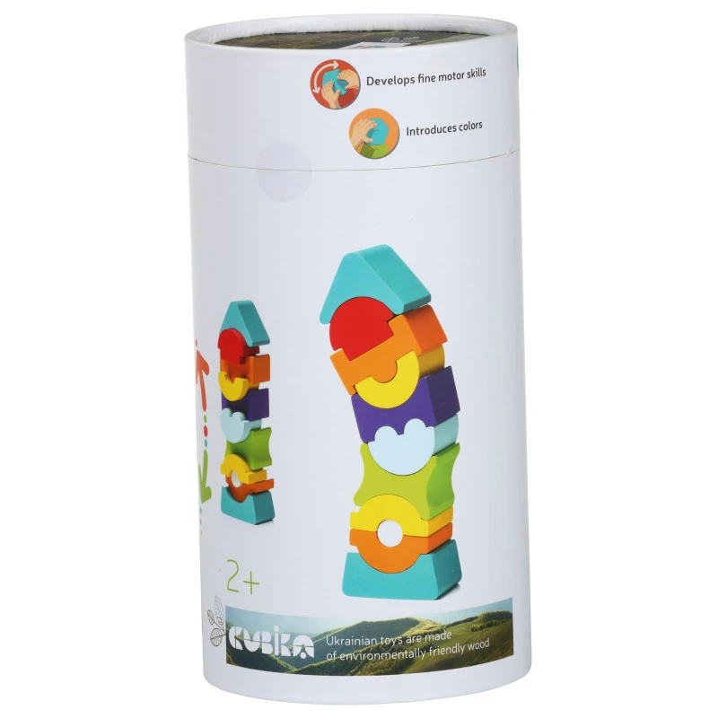 Дървена кула за баланс Cubika, 11 части